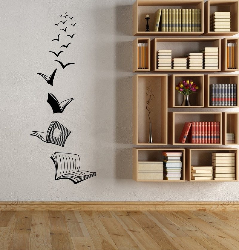 Removable Books Personalized Study Room Bedroom Sofa Library Wall Stickers