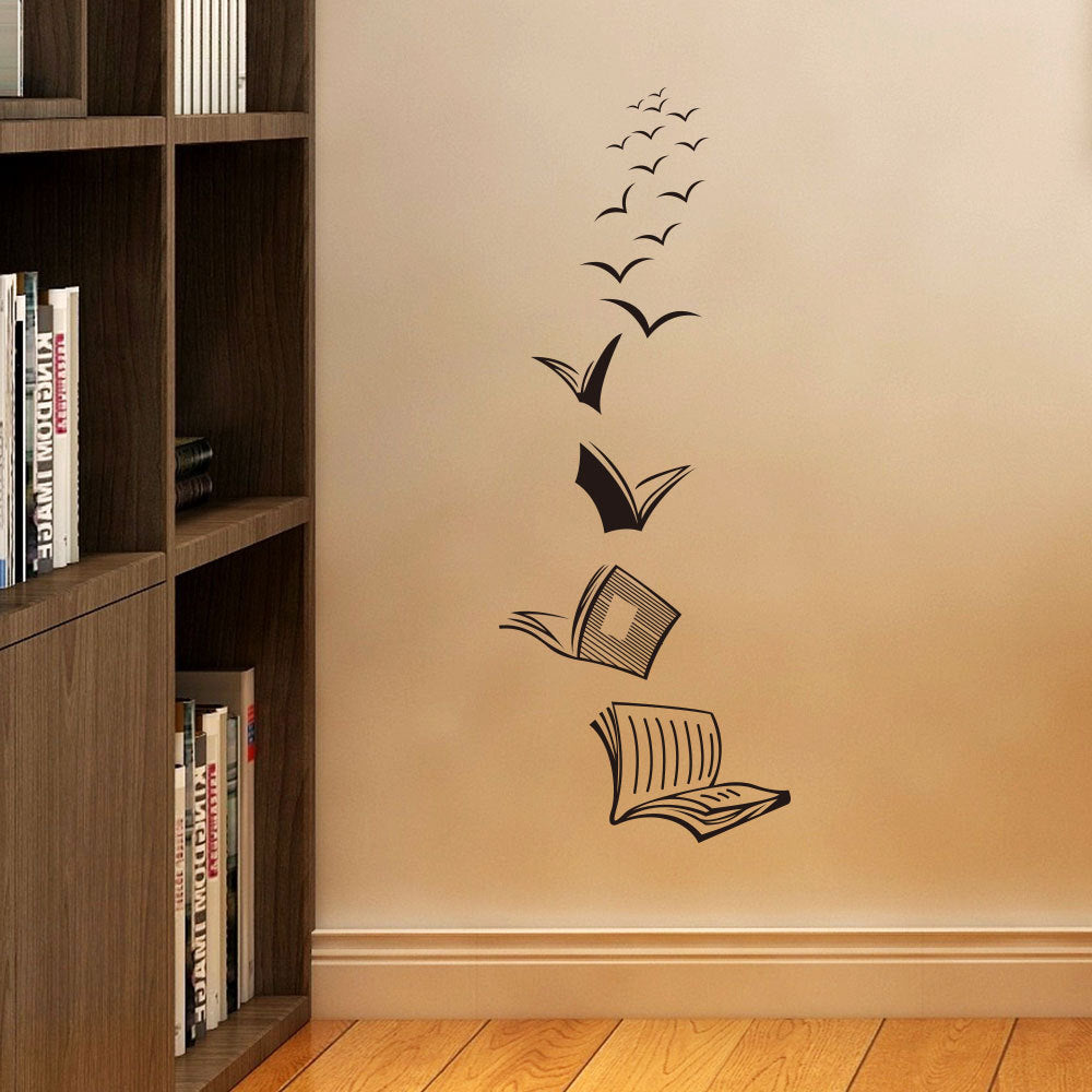 Removable Books Personalized Study Room Bedroom Sofa Library Wall Stickers